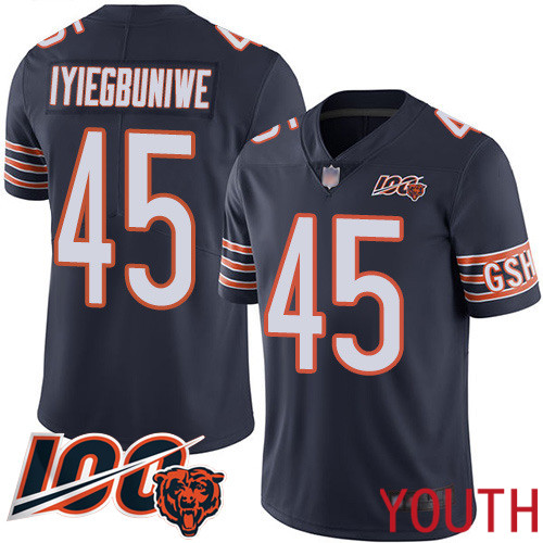 Chicago Bears Limited Navy Blue Youth Joel Iyiegbuniwe Home Jersey NFL Football #45 100th Season->women nfl jersey->Women Jersey